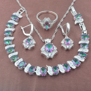 2020 New Women Wedding Jewelry Sets Silver Color Rainbow Cubic Zirconia Jewelry Earrings Necklace Pendant Rings Bracelet YZ0579
2020 New Women Wedding Jewelry Sets Silver Color Rainbow Cubic Zirconia Jewelry Earrings Necklace Pendant Rings Bracelet YZ0579