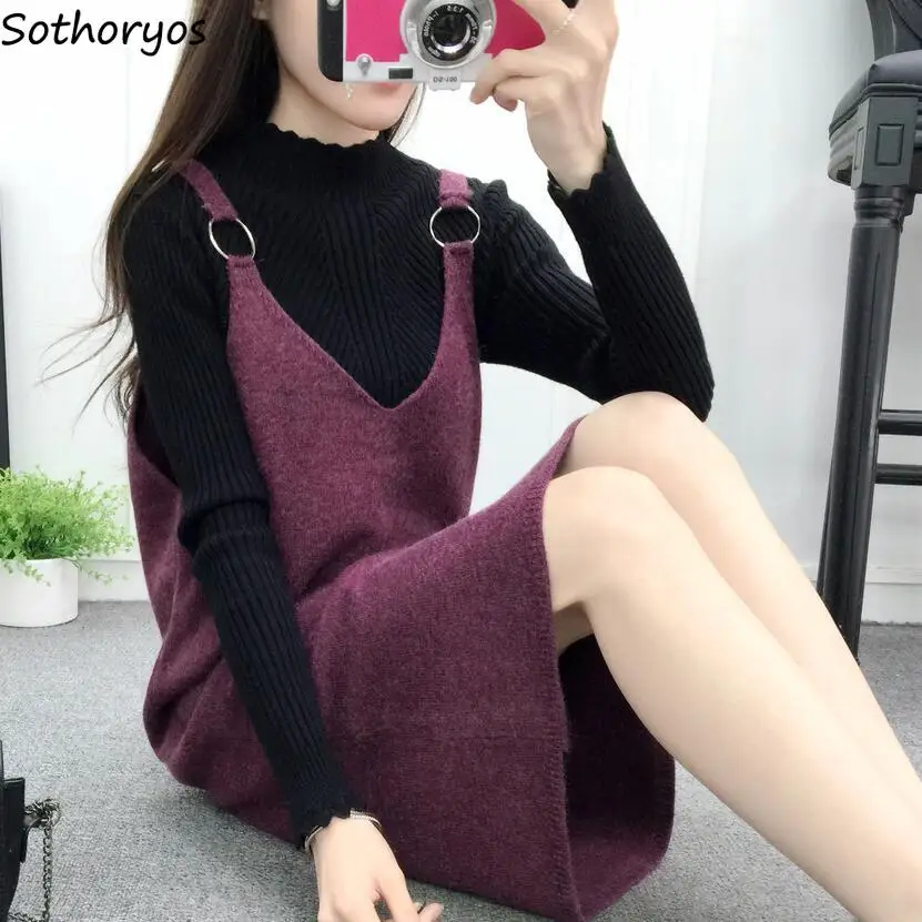 Dress Women Knitting V-Neck Solid Colour Sleeveless Knee-Length Womens Simple Elegant Trendy Dresses Korean Style All-match
Dress Women Knitting V-Neck Solid Colour Sleeveless Knee-Length Womens Simple Elegant Trendy Dresses Korean Style All-match