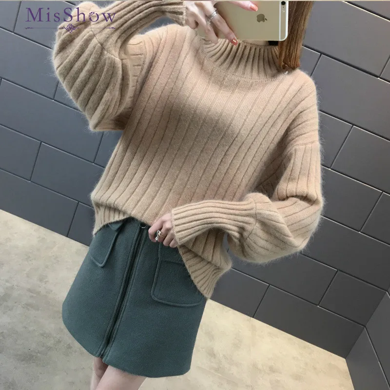 Korean Style Turtleneck Sweater Women Lantern Sleeve Knitted Long Sleeve Sweater Winter Sweater Pull Femme Sueter Camisola
Korean Style Turtleneck Sweater Women Lantern Sleeve Knitted Long Sleeve Sweater Winter Sweater Pull Femme Sueter Camisola