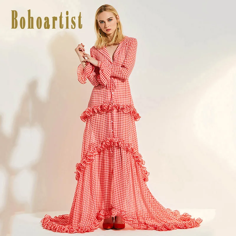 Bohoartist Women Maxi Dresses Casual Sweet Elegant Summer Party Red Loose Lapel High Waist Plaid Asymmetric Falbala Long Dress
Bohoartist Women Maxi Dresses Casual Sweet Elegant Summer Party Red Loose Lapel High Waist Plaid Asymmetric Falbala Long Dress