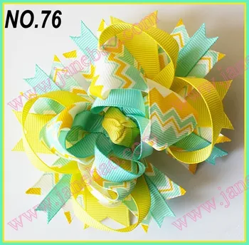 

free shipping 30pcs 4.5'' chevron hair bows Girl boutique bows Funky Layered Hairbows Boutique Funky Bow