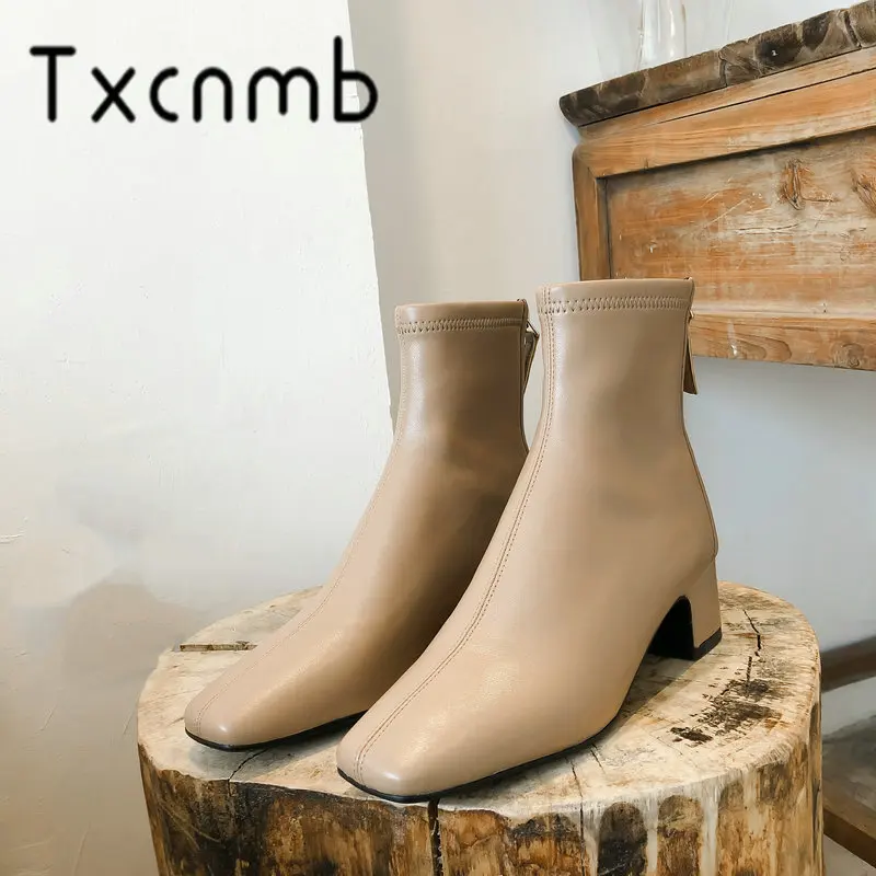 TXCNMB Fashion Boots Women Ankle Boots Genuine Leather Thick High Heels Short Ladies Shoes Woman Quality Female Basic Boots
TXCNMB Fashion Boots Women Ankle Boots Genuine Leather Thick High Heels Short Ladies Shoes Woman Quality Female Basic Boots