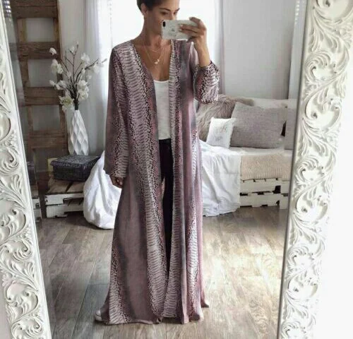 Women Summer Autumn Long Sleeve Snake Chiffon Cardigan Boho Casual Outwear Jacket Coat Tops Gown
Women Summer Autumn Long Sleeve Snake Chiffon Cardigan Boho Casual Outwear Jacket Coat Tops Gown