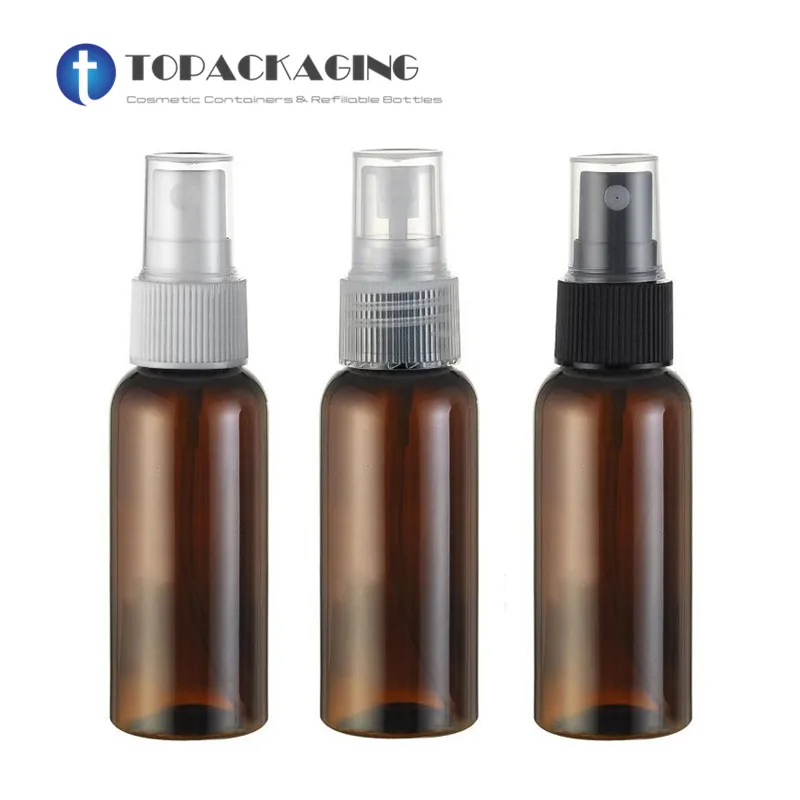 

50PCS/LOT-50ML Spray Pump Bottle,Amber Plastic Cosmetic Container,Empty Perfume Sub-bottling With Mist Atomizer,Round Shoulder