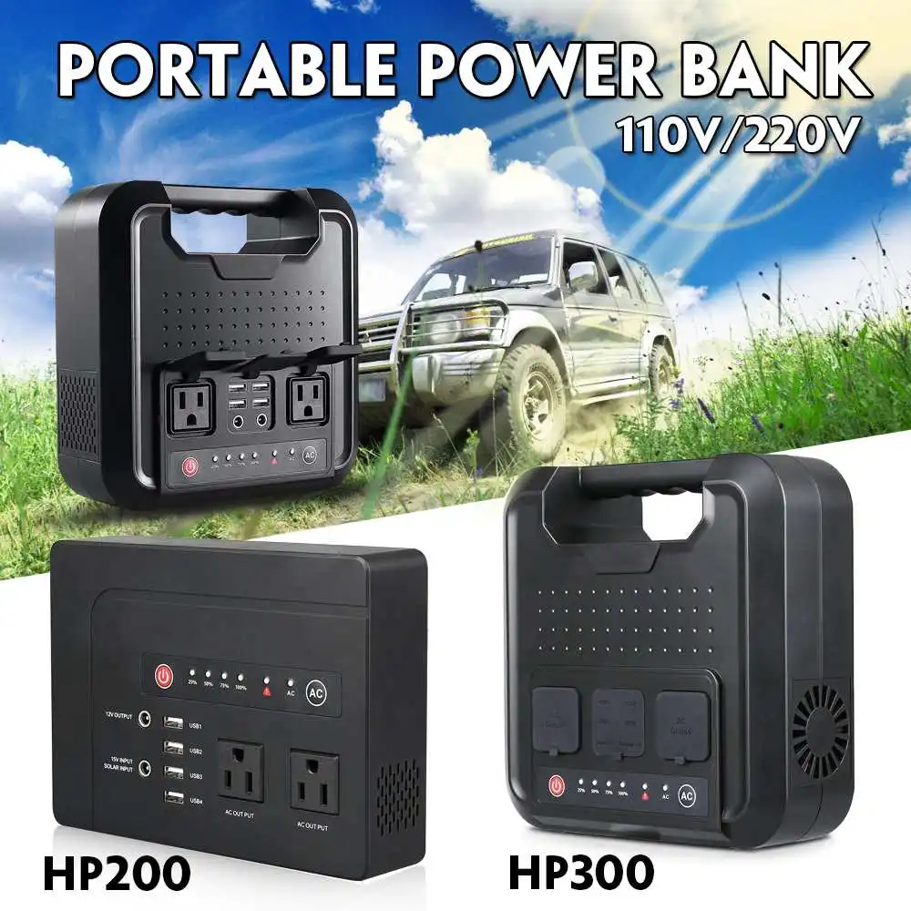 

200W/300W Portable Solar Generator Power Supply with Inverter USB LCD Display Energy Storage Generation for Outdoor Home Car