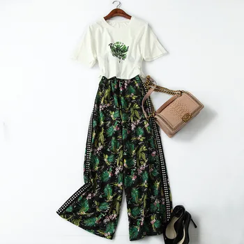 2019 Fashion Summer Printed Cropped Tracksuit T-Shirt Crop Top And Long Pants Sport Suit 2 Piece Set Women
2019 Fashion Summer Printed Cropped Tracksuit T-Shirt Crop Top And Long Pants Sport Suit 2 Piece Set Women