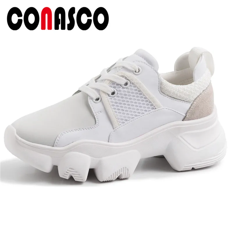 CONASCO Genuine Leather Women Sports Shoes Fashion Heightening Shoes Spring Summer Shoes Woman Round Toe Lace Up Basic Sneakers
CONASCO Genuine Leather Women Sports Shoes Fashion Heightening Shoes Spring Summer Shoes Woman Round Toe Lace Up Basic Sneakers