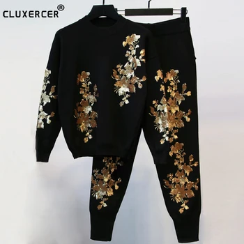 TWO Piece Set higth quality Women embroidery flora Sweatshirt+Pants Suit Tracksuits Long Sleeve Sportswear 2piece set
TWO Piece Set higth quality Women embroidery flora Sweatshirt+Pants Suit Tracksuits Long Sleeve Sportswear 2piece set