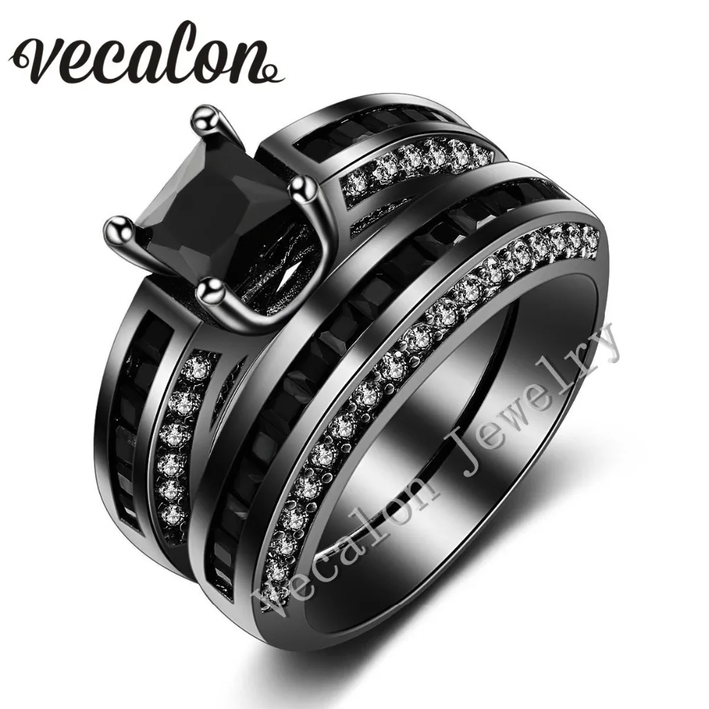 Vecalon 2016 Brand New Wedding Band Ring Set for Women 2ct Black 5A Zircon cz 10KT Black Gold Filled Female Engagement ring
Vecalon 2016 Brand New Wedding Band Ring Set for Women 2ct Black 5A Zircon cz 10KT Black Gold Filled Female Engagement ring