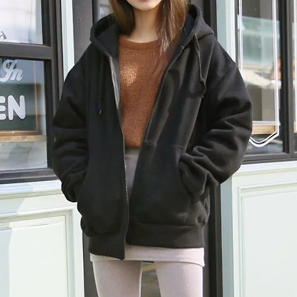 Hooded jacket 2019 autumn winter warm thicken female jacket long sleeve loose fluff zip bomber jacket coat with pocket plus size
Hooded jacket 2019 autumn winter warm thicken female jacket long sleeve loose fluff zip bomber jacket coat with pocket plus size