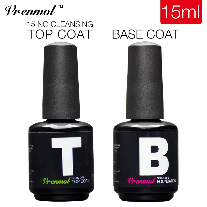 Vrenmol 1pcs 15ml No Wipe Top Coat& Base Coat No Sticky Non-Cleansing UV Nail Gel Cover Clean Free Soak Off Gel Polish
Vrenmol 1pcs 15ml No Wipe Top Coat& Base Coat No Sticky Non-Cleansing UV Nail Gel Cover Clean Free Soak Off Gel Polish