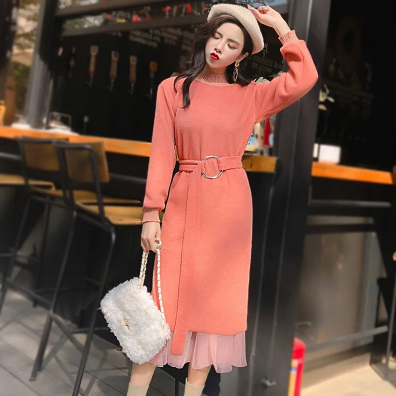 2019 Spring New Fashion Women Knitted Two Pieces O-Neck Casual Dress 2019 Empire Waist Mid-Calf Elegant With Sashes Dresses
2019 Spring New Fashion Women Knitted Two Pieces O-Neck Casual Dress 2019 Empire Waist Mid-Calf Elegant With Sashes Dresses
