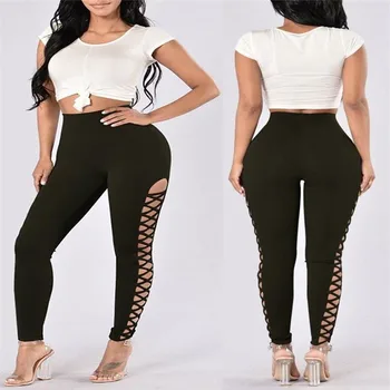 Casual Pants black solid Black polyester slim Trousers one pieces Trendy Women Stretch High Waist Hole
Casual Pants black solid Black polyester slim Trousers one pieces Trendy Women Stretch High Waist Hole