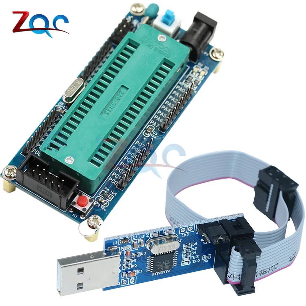 Системная плата AVR ATMEGA16 макетная ATmega32 + USB ISP USBasp программатор для ATMEL|Детали и