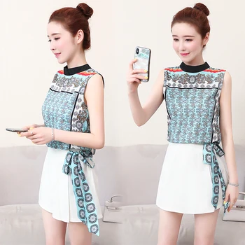 Korean New Summer Chic A-line Brief Two Piece Set Print Sleeveless Bow 2 Pcs Set Mini Elegant Casual Fashion Terno Feminino 9pu
Korean New Summer Chic A-line Brief Two Piece Set Print Sleeveless Bow 2 Pcs Set Mini Elegant Casual Fashion Terno Feminino 9pu