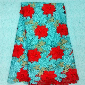 Fashionable water blue french guipure lace with red flower embroidery african water soluble lace fabric for party dress BW10-3
Fashionable water blue french guipure lace with red flower embroidery african water soluble lace fabric for party dress BW10-3