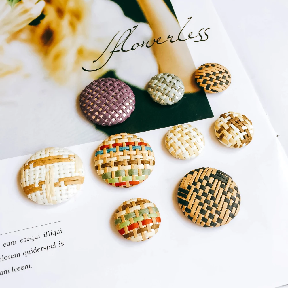 Wind Bamboo Straw Multicolors Cameo Button Flat Back Earrings Brooch Pendant Accessories Supplies for Jewelry Making 20pcs
Wind Bamboo Straw Multicolors Cameo Button Flat Back Earrings Brooch Pendant Accessories Supplies for Jewelry Making 20pcs