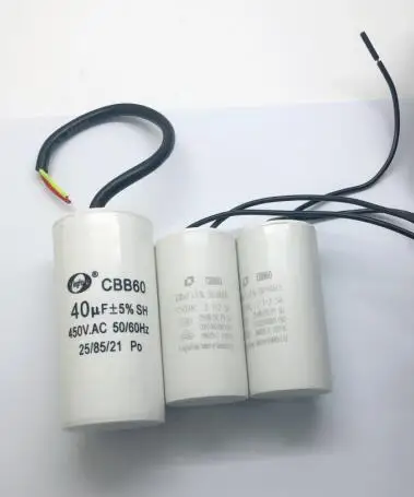 Start capacitor CBB60 washing machine capacitor 4/5/6/8/10/15/20/25UF pump dry dehydration 450V
Start capacitor CBB60 washing machine capacitor 4/5/6/8/10/15/20/25UF pump dry dehydration 450V
