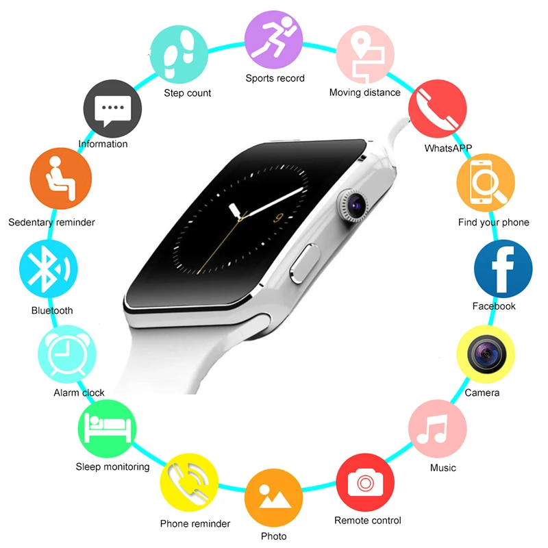 New X6 Smart Watch with Camera Touch Screen Support SIM TF Card Bluetooth men Smartwatch for iPhone Xiaomi Android Phone GT08 U8
New X6 Smart Watch with Camera Touch Screen Support SIM TF Card Bluetooth men Smartwatch for iPhone Xiaomi Android Phone GT08 U8
