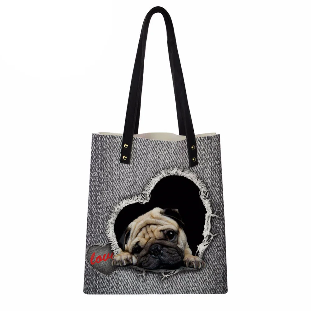 Fake Denim Animal Pug Dog Print Bags Handbags Women Famous Brands Female Beach Bags Student Daily Tote Shoulder Bags
Fake Denim Animal Pug Dog Print Bags Handbags Women Famous Brands Female Beach Bags Student Daily Tote Shoulder Bags