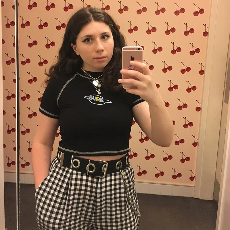 Rockmore Summer Black Letter Printed O-Neck Women TShirt Streetwear Tight Patchwork T Shirts Short Sleeve Female Crop Tops Tees
Rockmore Summer Black Letter Printed O-Neck Women TShirt Streetwear Tight Patchwork T Shirts Short Sleeve Female Crop Tops Tees