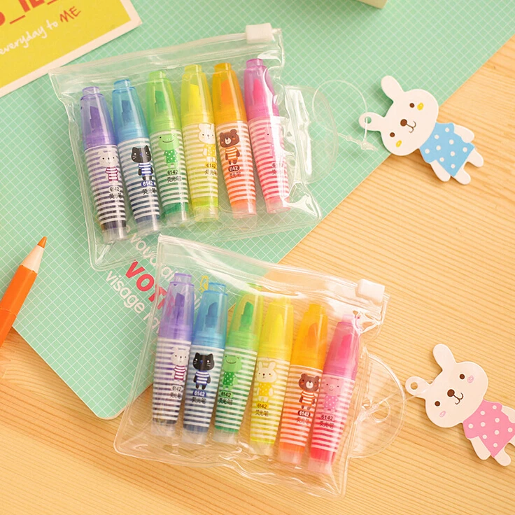 6pcs/lot Novelty Cartoon Animal Highlighter Fluorescent Pen Markers Gift Stationery Cute Kawaii Mini Highlighter school supplies
6pcs/lot Novelty Cartoon Animal Highlighter Fluorescent Pen Markers Gift Stationery Cute Kawaii Mini Highlighter school supplies