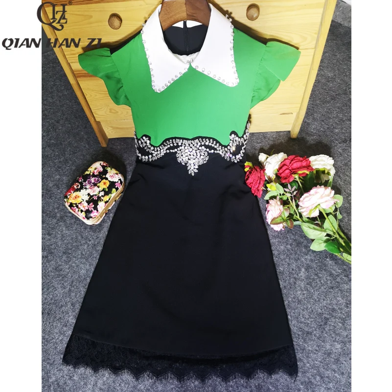 Qian Han Zi Fashion Spring Summer A-Line Dress Women's Butterfly Sleeve lace up Beading Splice Elegant Vintage Mini Dresses
Qian Han Zi Fashion Spring Summer A-Line Dress Women's Butterfly Sleeve lace up Beading Splice Elegant Vintage Mini Dresses