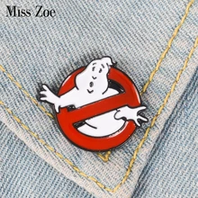 Ghostbusters esmalte Pin fantasma blanco broche bolsa ropa solapa pin dibujos animados divertido película joyería regalo para fans amigos(China)