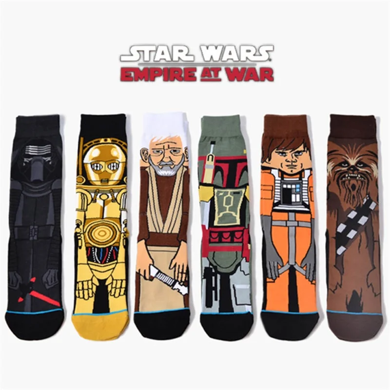 Star Wars The Last Jedi fashion Women Funny cotton socks men Crew long happy sock male winter polo warm Cartoon print flag socks 4