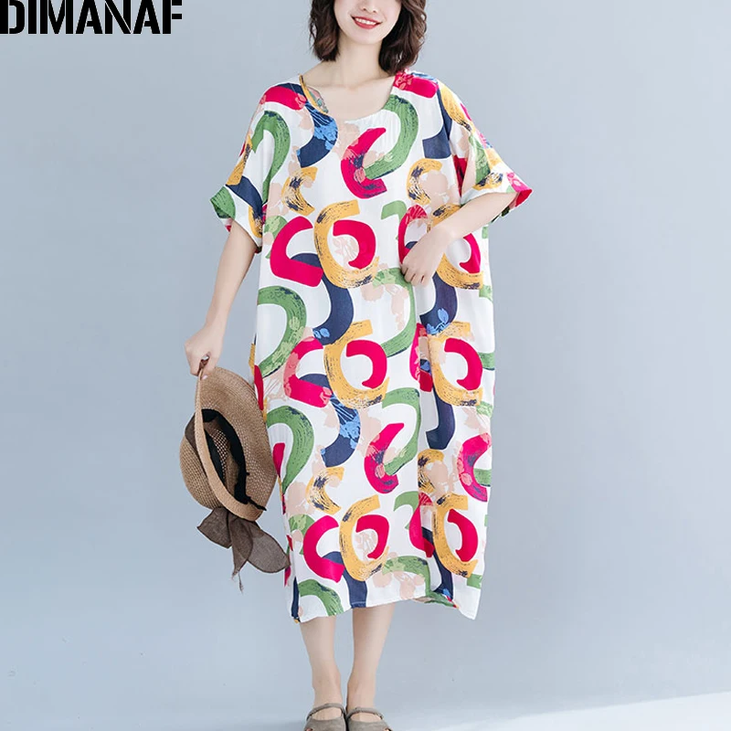 DIMANAF Plus Size Women Dress Big Size Summer Sundress Lady Vestidos Casual Loose Print Beach Dress Cotton Female Clothing 2019
DIMANAF Plus Size Women Dress Big Size Summer Sundress Lady Vestidos Casual Loose Print Beach Dress Cotton Female Clothing 2019