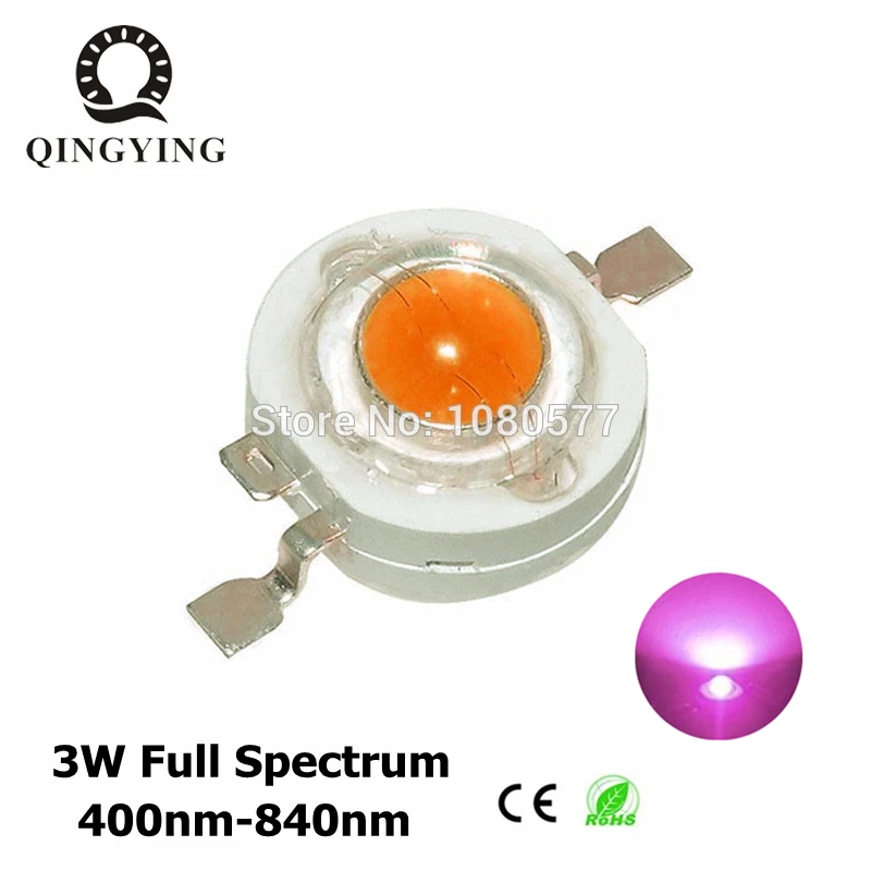 100pcs 3W 400nm-840nm DC3.2-3.6V 600mA 700mA Full Spectrum LED Grow Light Diodes For Plant Grow with 20mm Black PCB star
100pcs 3W 400nm-840nm DC3.2-3.6V 600mA 700mA Full Spectrum LED Grow Light Diodes For Plant Grow with 20mm Black PCB star