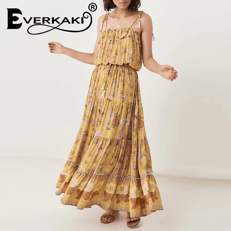Everkaki Boho Chic Summer Vintage Floral Print tassel Midi Strap Dress Women 2019 Fashion drawstring Beach Dresses Vestidos
Everkaki Boho Chic Summer Vintage Floral Print tassel Midi Strap Dress Women 2019 Fashion drawstring Beach Dresses Vestidos