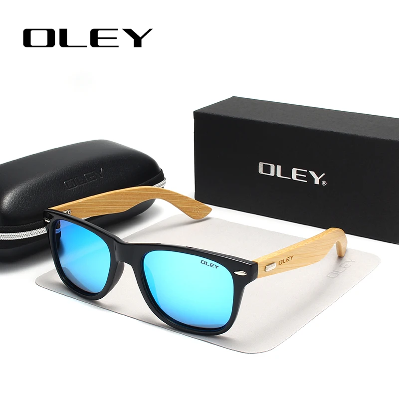 Мужские и женские бамбуковые очки OLEY классические квадратные солнцезащитные в