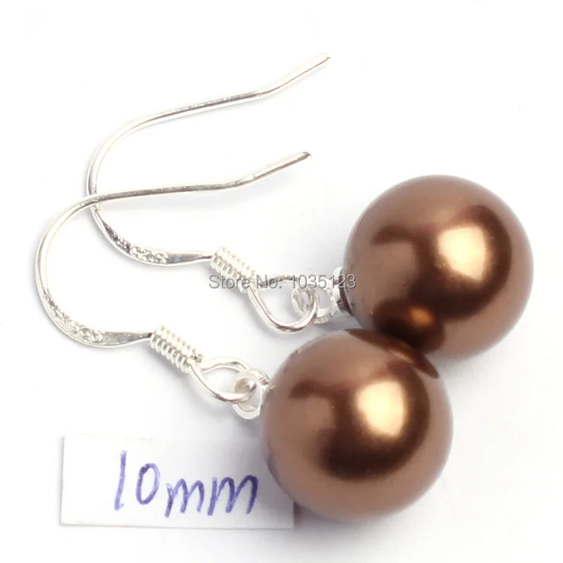 Free Shipping 10mm Pretty Brown Color Shell Pearl Fashion Earrings Silver Hook Jewelry w813
Free Shipping 10mm Pretty Brown Color Shell Pearl Fashion Earrings Silver Hook Jewelry w813
