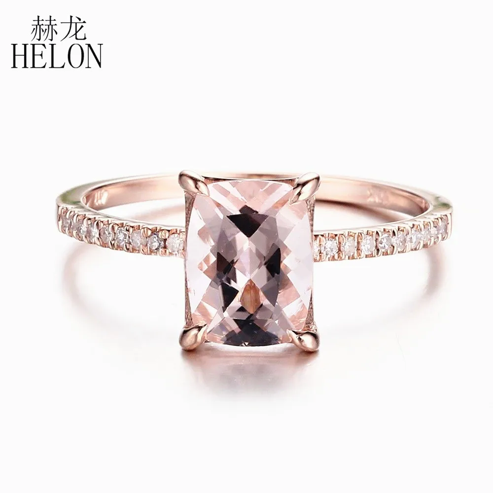 HELON Solid 10K Rose Gold 8x6mm Cushion Cut Morganite Diamonds Engagement Ring Fine Diamonds & Gemstone Wedding Ring Jewelry
HELON Solid 10K Rose Gold 8x6mm Cushion Cut Morganite Diamonds Engagement Ring Fine Diamonds & Gemstone Wedding Ring Jewelry