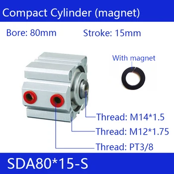 SDA80*15-S Free shipping 80mm Bore 15mm Stroke Compact Air Cylinders SDA80X15-S Dual Action Air Pneumatic Cylinder
SDA80*15-S Free shipping 80mm Bore 15mm Stroke Compact Air Cylinders SDA80X15-S Dual Action Air Pneumatic Cylinder