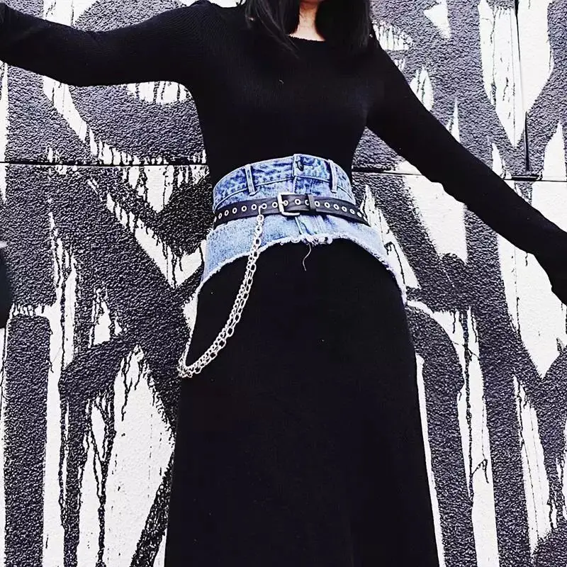 Ultra Wide Denim Zipper Pocket High Waist Belt Elegant Dress Skirt Sexy Waistband Asymmetry Denim Fashion Cummerbund Slim Corset
Ultra Wide Denim Zipper Pocket High Waist Belt Elegant Dress Skirt Sexy Waistband Asymmetry Denim Fashion Cummerbund Slim Corset