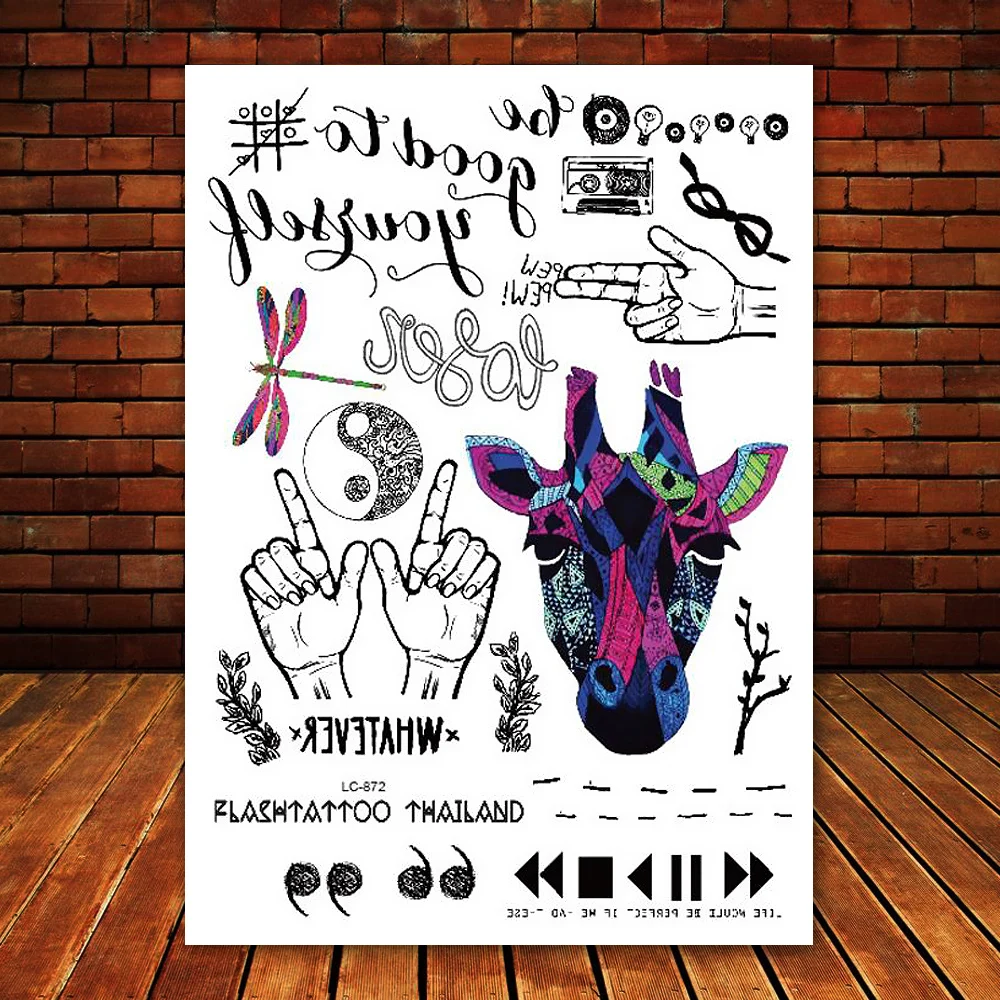 waterproof temporary tattoo 3d sticker Big large Black tatuagem Taty Body Art Colored Giraffe Yin Yang Magic dragonfly Glitter
waterproof temporary tattoo 3d sticker Big large Black tatuagem Taty Body Art Colored Giraffe Yin Yang Magic dragonfly Glitter