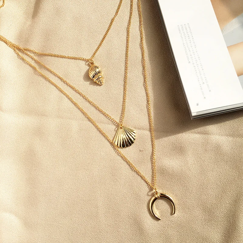 Beach Fashion Shells Moon Conch Multilayer Gold Necklaces For Ladies Party Jewelry Accessories Charm Clavicle Chain
Beach Fashion Shells Moon Conch Multilayer Gold Necklaces For Ladies Party Jewelry Accessories Charm Clavicle Chain