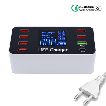 40W Quick Charge 3.0 Smart 8 Port USB Charger Station LED Display Fast Charging Power Adapter Desktop Strip For All Smart Device
40W Quick Charge 3.0 Smart 8 Port USB Charger Station LED Display Fast Charging Power Adapter Desktop Strip For All Smart Device
