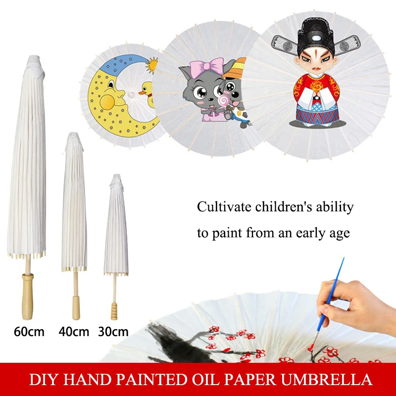 

Chinese Style Blank DIY hand painted Oil Paper Umbrella for Children DIY Project Art Decor Accessories Art Painted Decorative