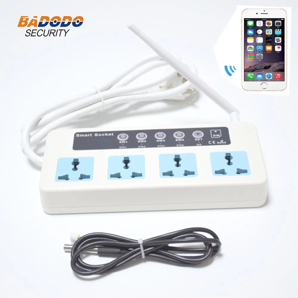 GSM SMS Wireless Remote Control Smart Power Switch Plug socket jack controller 4 Channel Relay With Temperature Sensor
GSM SMS Wireless Remote Control Smart Power Switch Plug socket jack controller 4 Channel Relay With Temperature Sensor