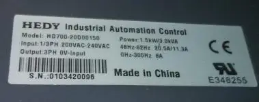 HEDY HD700-20D00150 1.5kw inverters CE for film blowing machine bag making machine 100% new
HEDY HD700-20D00150 1.5kw inverters CE for film blowing machine bag making machine 100% new