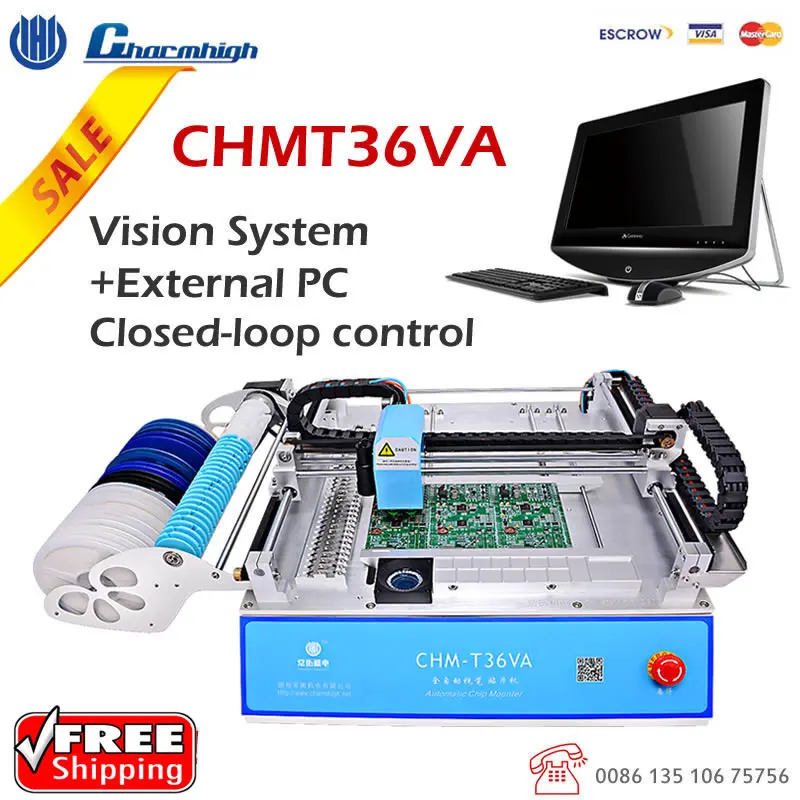 Charmhigh CHM-T36VA two cameras Desktop Pick and Place Machine chmt36va, Closed-loop control, 0402-5050,SOP, QFN, TQFP..
Charmhigh CHM-T36VA two cameras Desktop Pick and Place Machine chmt36va, Closed-loop control, 0402-5050,SOP, QFN, TQFP..