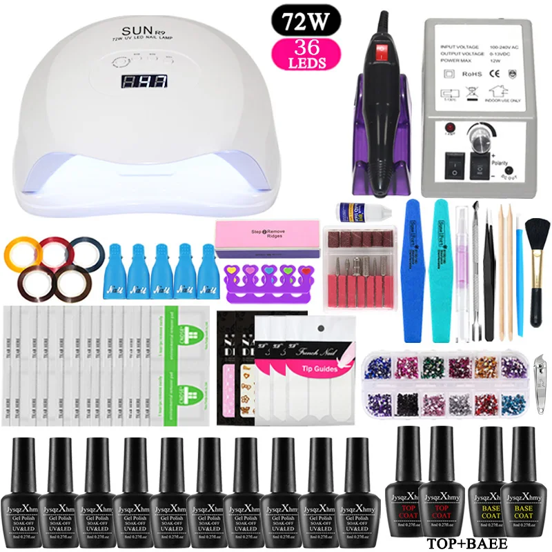 Nail Set 36/48/72W UV LED Gel Lamp for Nails Manicure Set 10 pieces Gel Nail Polish Varnish Extension Polygel Tool Kit nail kit
Nail Set 36/48/72W UV LED Gel Lamp for Nails Manicure Set 10 pieces Gel Nail Polish Varnish Extension Polygel Tool Kit nail kit