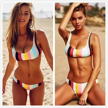 Swimsuit Bikini Set Plus Size 2019 Sexy Printed Rainbow Streak Sport Push Up Beachwear Swimwear Women A2351YPC
Swimsuit Bikini Set Plus Size 2019 Sexy Printed Rainbow Streak Sport Push Up Beachwear Swimwear Women A2351YPC