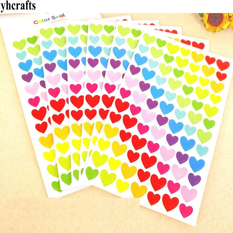 504PCS(6 sheets)/LOT.Colorful heart paper stickers Scrapbooking kit Packing label Kindergarten reward label Kid diy toys Outlet
504PCS(6 sheets)/LOT.Colorful heart paper stickers Scrapbooking kit Packing label Kindergarten reward label Kid diy toys Outlet