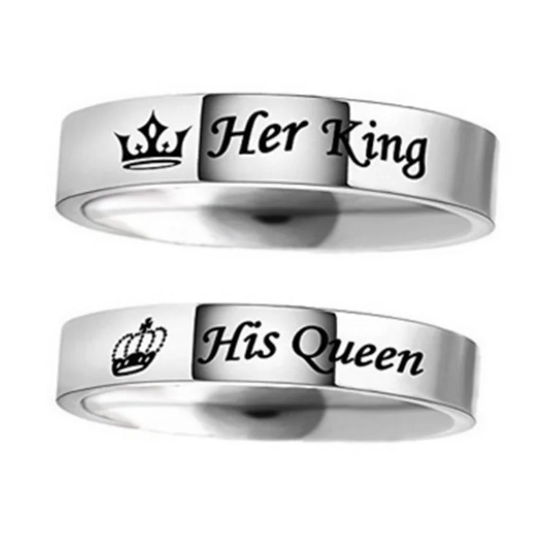 King and Queen Crown Personalize Engrave Silver Letter Print Titanium Steel Ring Matching Couples Ring Gothic Punk Style
King and Queen Crown Personalize Engrave Silver Letter Print Titanium Steel Ring Matching Couples Ring Gothic Punk Style