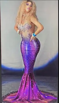 2019 New Women Sexy Long Dress Sleeveless Sparkly Rhinestones Dresses Nightclub Party Dancer Singer Clothing Stage Wear Costume
2019 New Women Sexy Long Dress Sleeveless Sparkly Rhinestones Dresses Nightclub Party Dancer Singer Clothing Stage Wear Costume