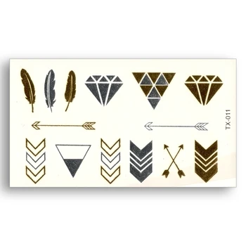 Feather Arrow Diamond triangle Design Fake tattoo Metallic Gold Sliver Waterproof Temporary Stickers Water Transfer Pattern
Feather Arrow Diamond triangle Design Fake tattoo Metallic Gold Sliver Waterproof Temporary Stickers Water Transfer Pattern